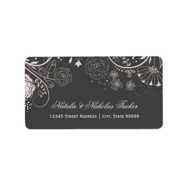 Floral Pattern Grey/White - Address Labels (Front)