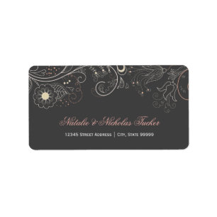 Floral Pattern Grey with Tulip - Address Labels