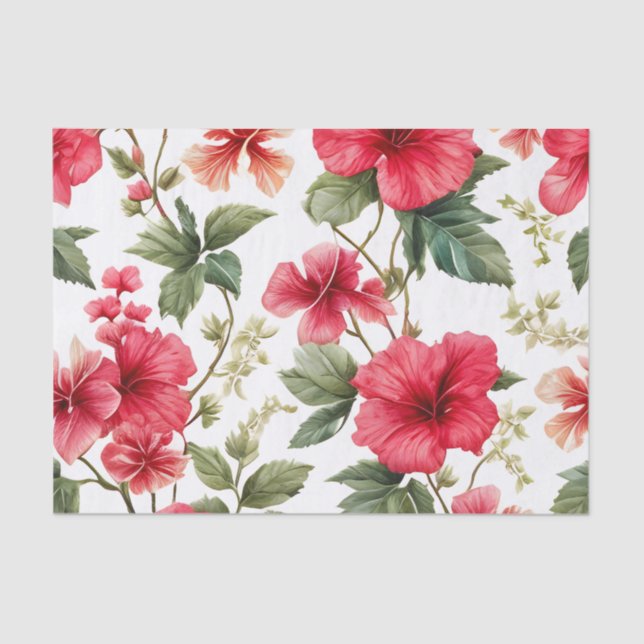 Floral Pattern Hibiscus Flowers Tissue Paper (Front)