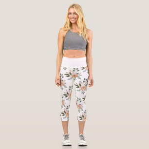 Floral Pattern High Waisted Capri Leggings
