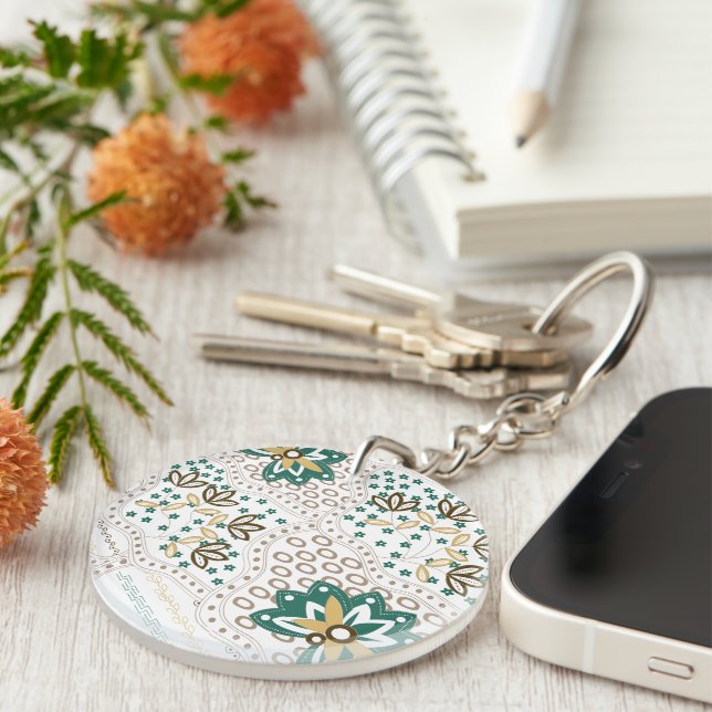 Floral Pattern Home Decor Key Ring (Front Right)