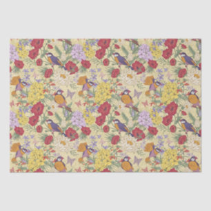 Floral Pattern Hydrangea Lilac Bluebell Birds Tissue Paper