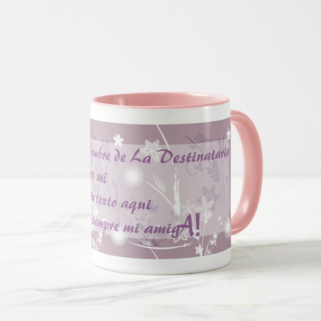 Floral Pattern I Txt Overlay I Your Text I Esp Mug (Front Right)