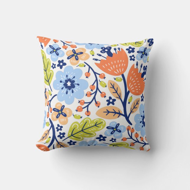 Floral pattern illustration cushion (Front)