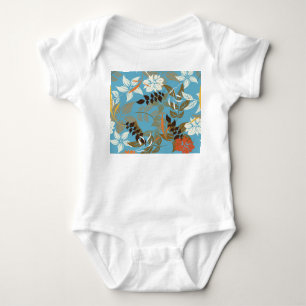 Floral Pattern Illustration: Seamless Vintage Back Baby Bodysuit