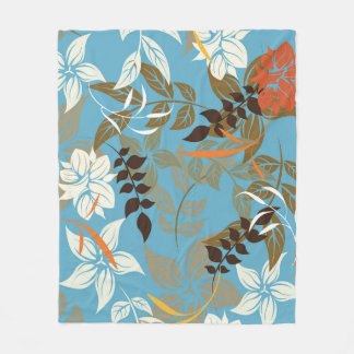 Floral Pattern Illustration: Seamless Vintage Back Fleece Blanket