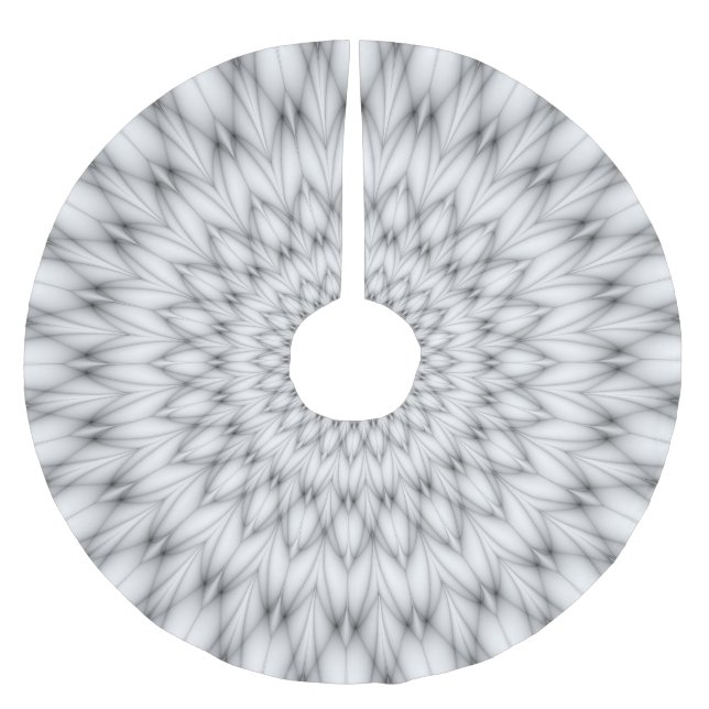 Floral Pattern in Black and White Brushed Polyester Tree Skirt (Front)