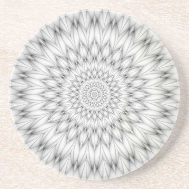 Floral Pattern in Black and White Coaster (Front)