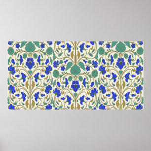Floral pattern in Eastern style with nasturtium fl Poster