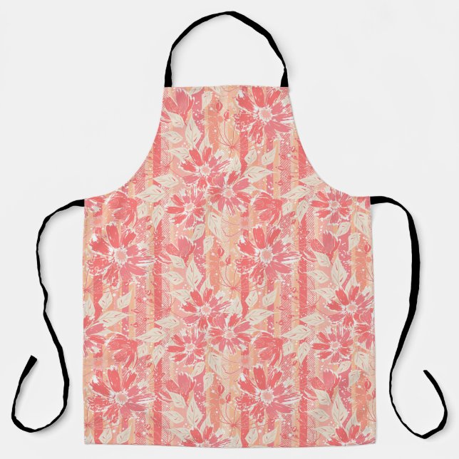 Floral pattern in fashionable peach shades apron (Front)
