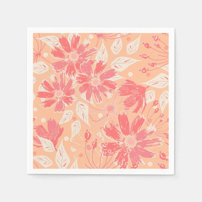 Floral pattern in fashionable peach shades napkin (Front)