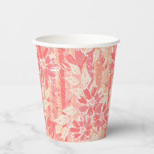 Floral pattern in fashionable peach shades paper cups