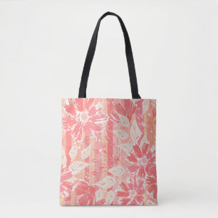 Floral pattern in fashionable peach shades tote bag