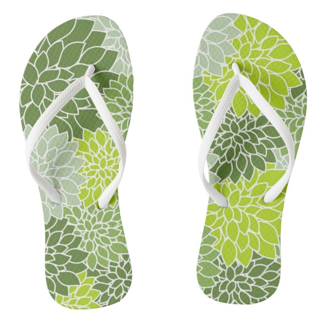 FLORAL PATTERN IN GREEN JANDALS (Footbed)
