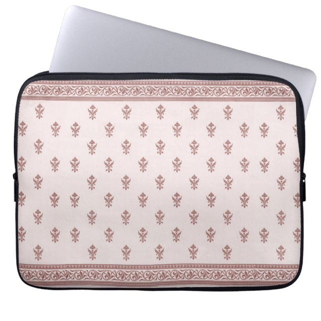 Floral Pattern In Mushroom Pink Laptop Sleeve (Front)