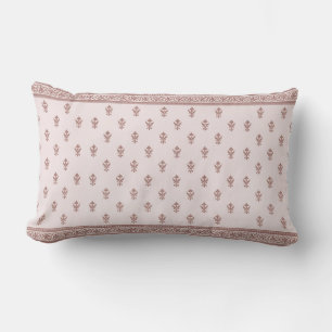 Floral Pattern In Mushroom Pink Lumbar Cushion