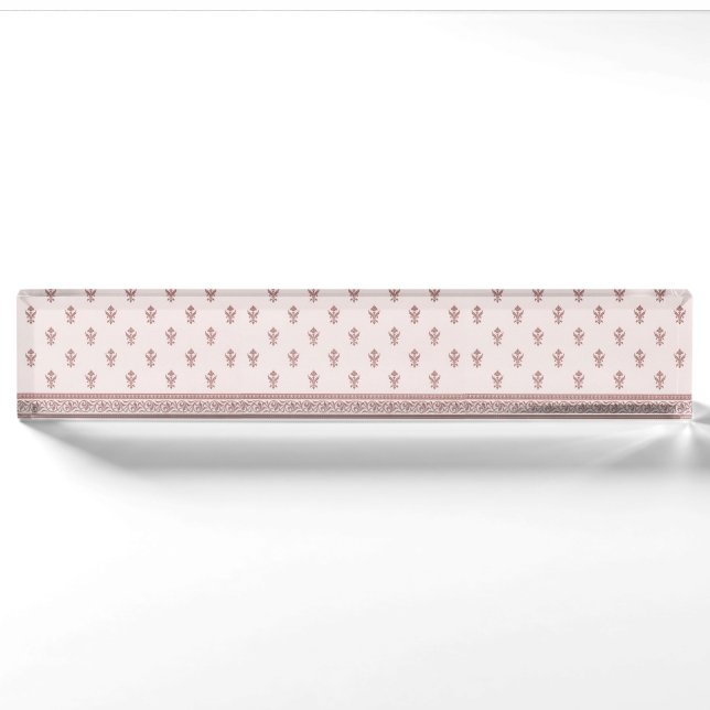 Floral Pattern In Mushroom Pink Nameplate (Front)