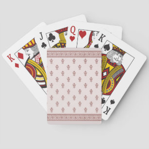 Floral Pattern In Mushroom Pink Playing Cards