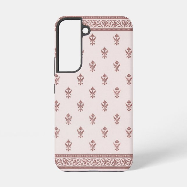 Floral Pattern In Mushroom Pink Samsung Galaxy S22 Case (Back)