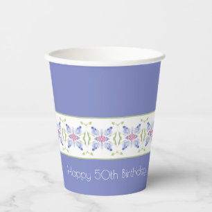 Floral Pattern In Periwinkle Modern Paper Cups