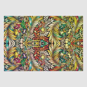 Floral Pattern in Retro Colours, Antique Style Vec Tissue Paper