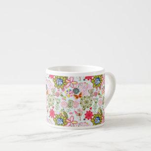 Floral pattern in retro style 2 espresso cup
