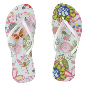 Floral pattern in retro style 2 jandals