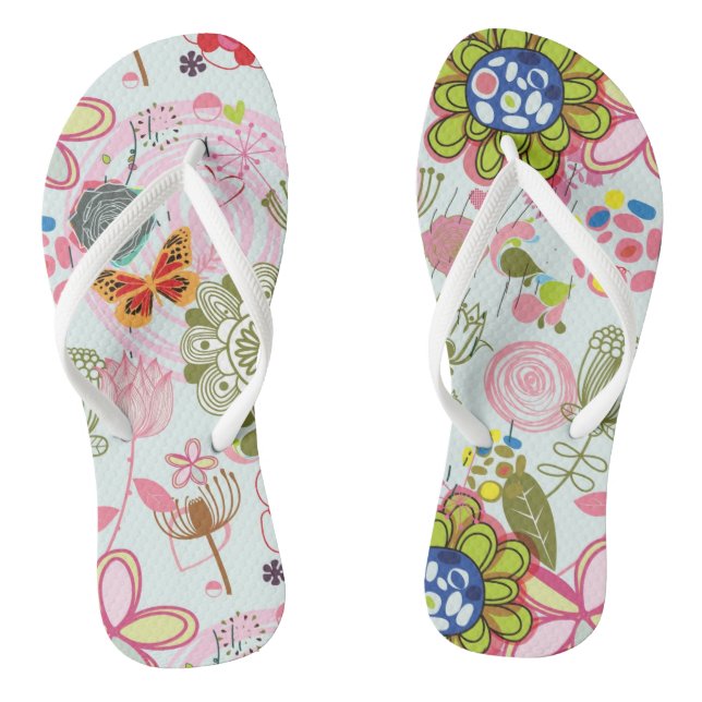Floral pattern in retro style 2 jandals (Footbed)