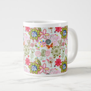 Floral pattern in retro style 2 large coffee mug