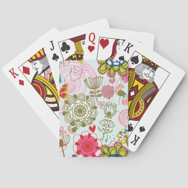 Floral pattern in retro style 2 playing cards (Back)