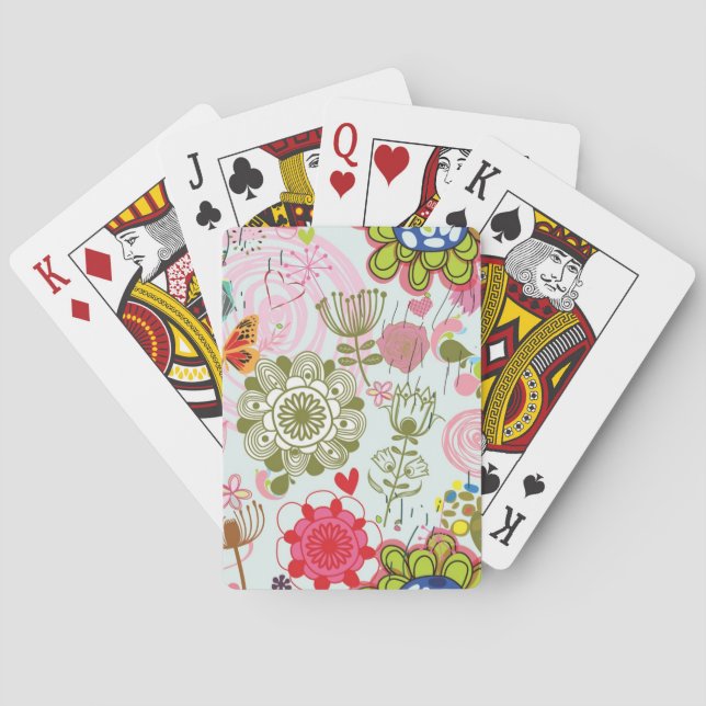 Floral pattern in retro style 2 playing cards (Back)