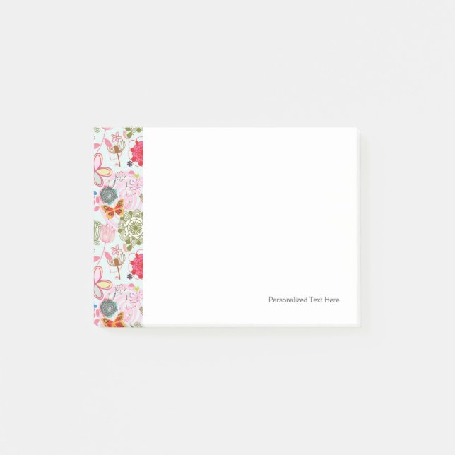 Floral pattern in retro style 2 post-it notes (Front)