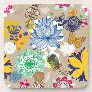 Floral pattern in retro style 3 coaster