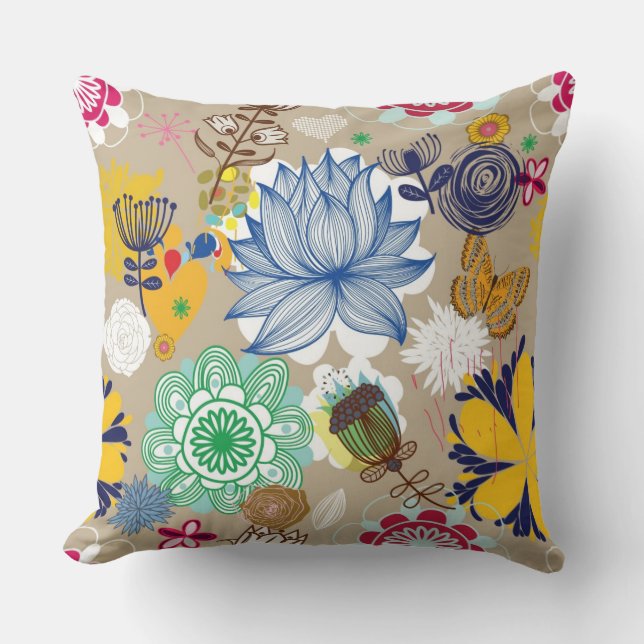 Floral pattern in retro style 3 cushion (Front)