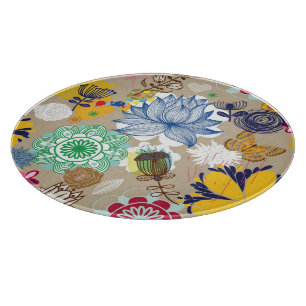 Floral pattern in retro style 3 cutting board