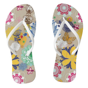 Floral pattern in retro style 3 jandals