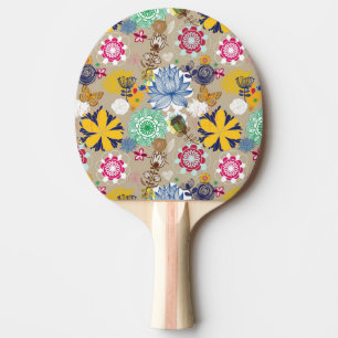 Floral pattern in retro style 3 ping pong paddle
