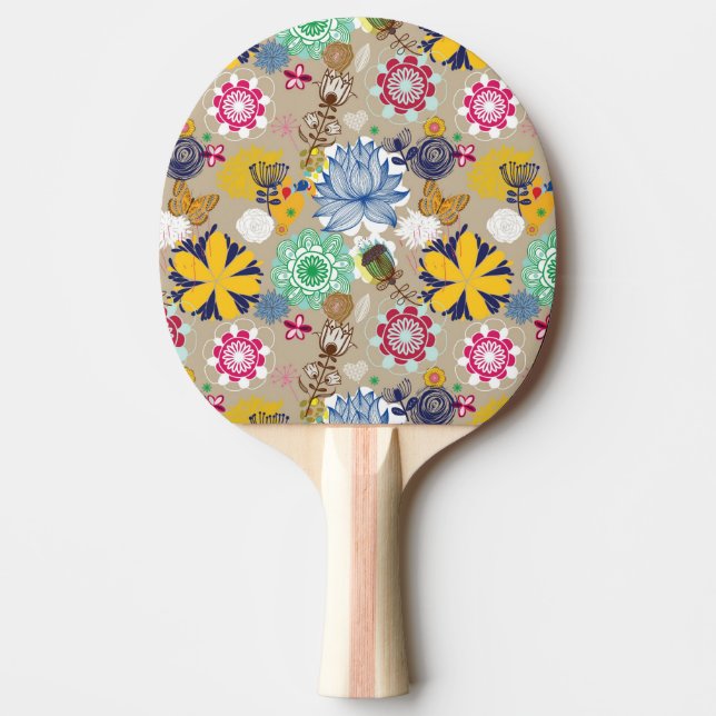 Floral pattern in retro style 3 ping pong paddle (Front)
