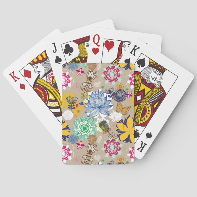 Floral pattern in retro style 3 playing cards (Back)