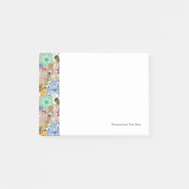 Floral pattern in retro style 3 post-it notes (Front)