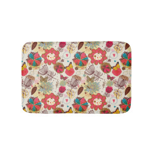 Floral pattern in retro style 4 bath mat