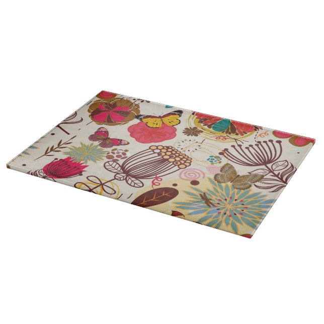 Floral pattern in retro style 4 cutting board (Corner)