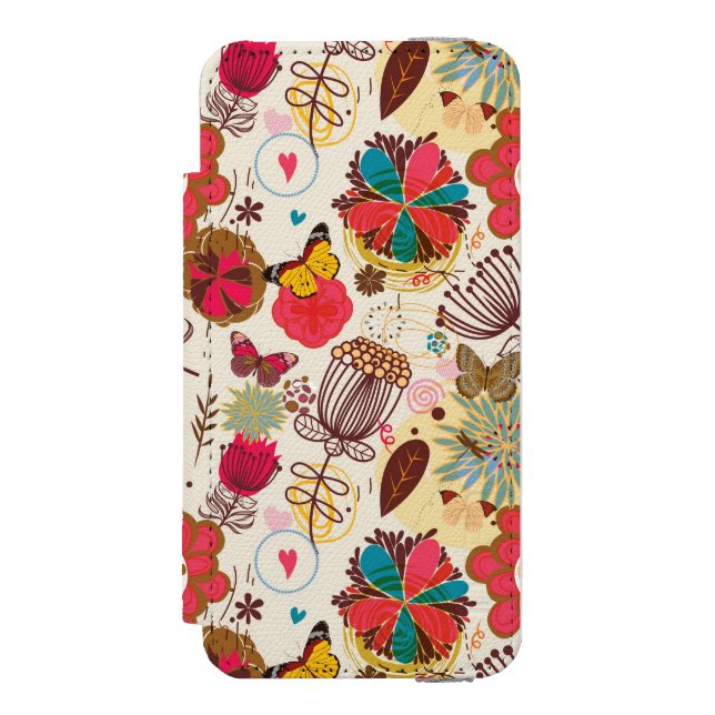 Floral pattern in retro style 4 incipio iPhone wallet case (Folio Front)