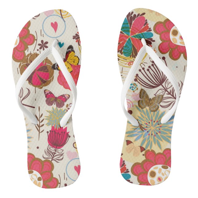 Floral pattern in retro style 4 jandals (Footbed)