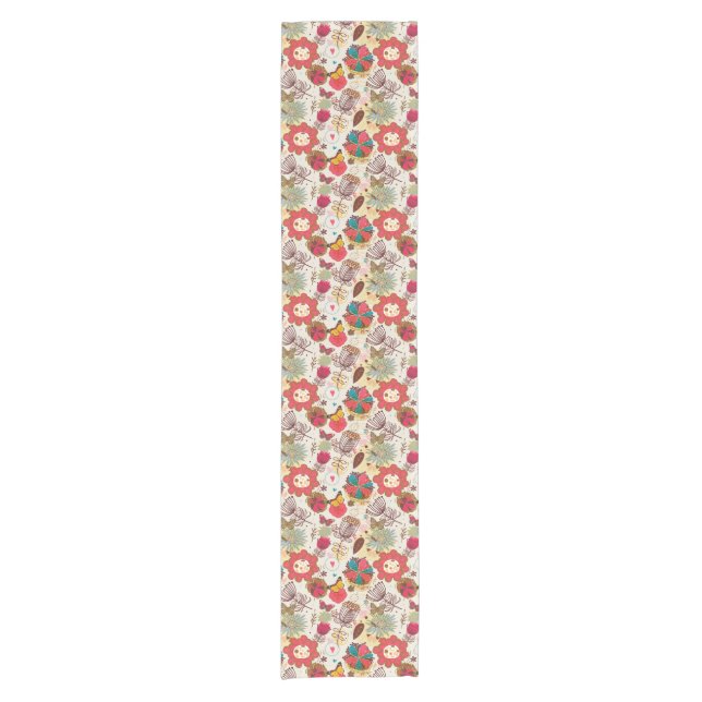 Floral pattern in retro style 4 short table runner (Front)