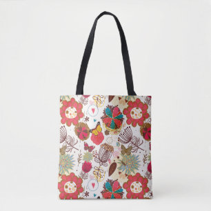 Floral pattern in retro style 4 tote bag