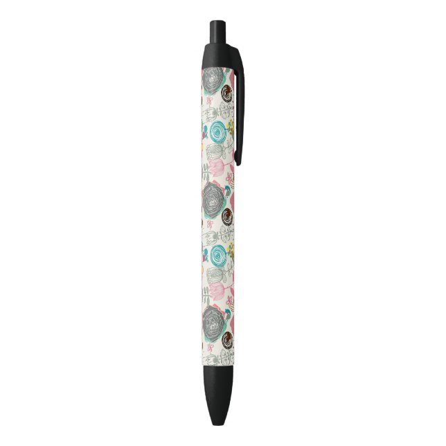 Floral pattern in retro style 5 black ink pen (Bottom (Vertical))