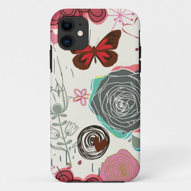 Floral pattern in retro style 5 Case-Mate iPhone case (Back)