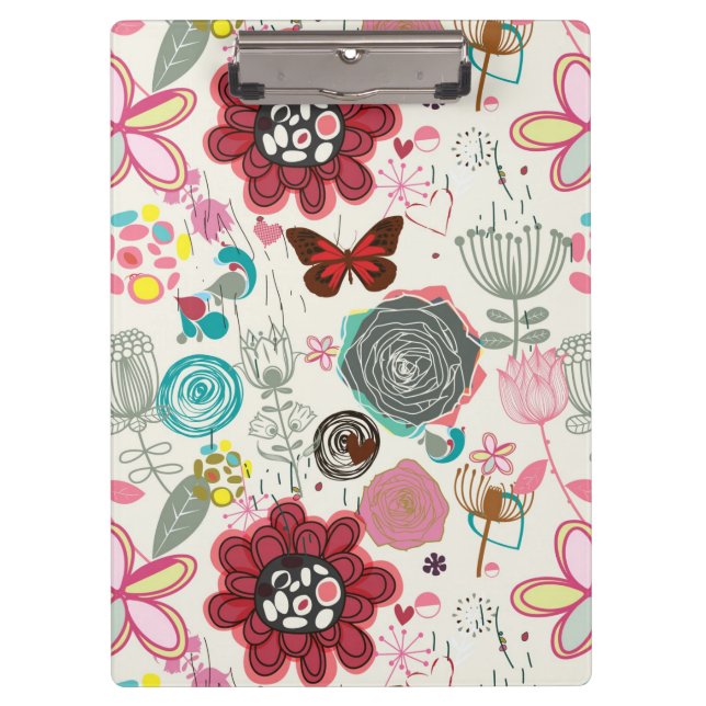 Floral pattern in retro style 5 clipboard (Front)