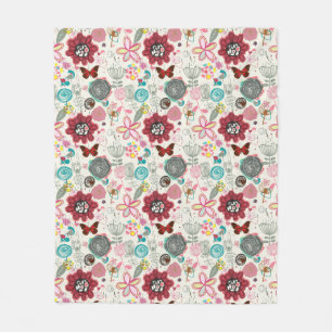 Floral pattern in retro style 5 fleece blanket
